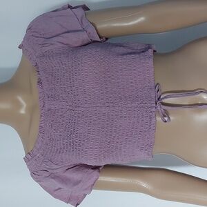 Love tree‎ purple cinch front smoked crop top Juniors size L